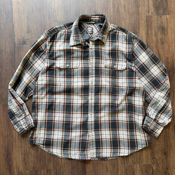 Timberland Plaid Flannel Shirt XL 100% Cotton Long Sleeve Outdoor - Picture 1 of 5